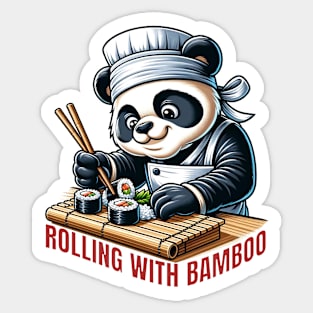 Sushi Chef Panda | Bamboo Mat Rolling Culinary Tee Sticker